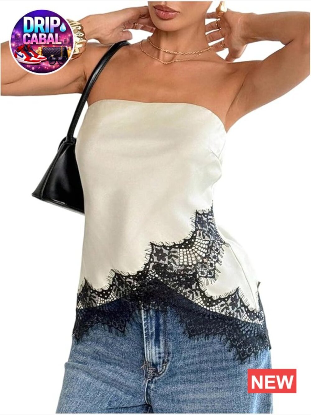 Satin Lace Asymmetrical Tube Top Strapless Going Out Crop Top